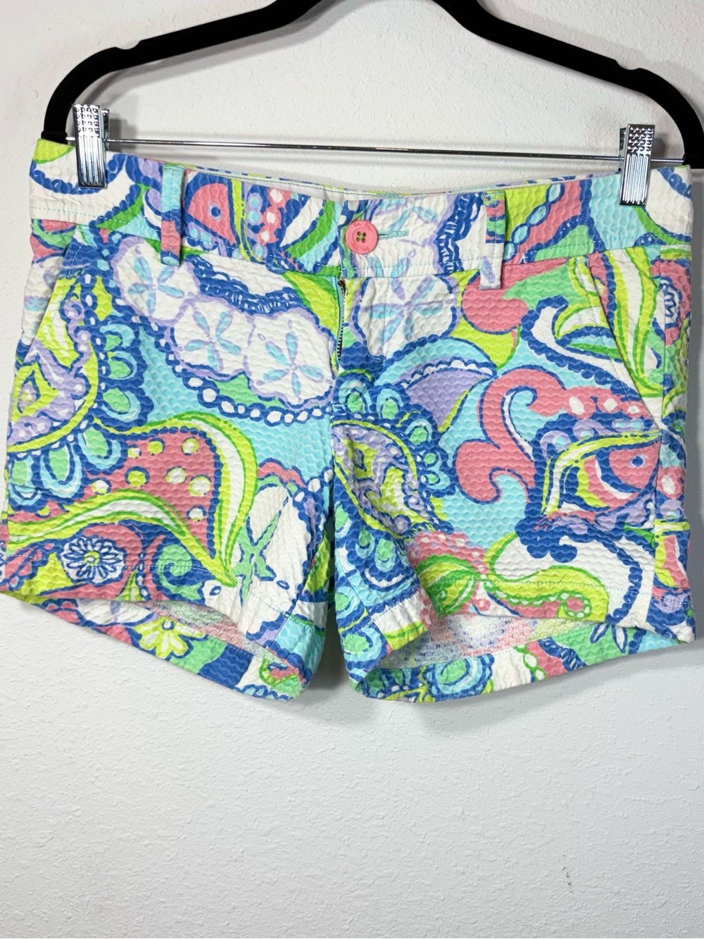 Lilly Pulitzer The Callahan Short Size 4 Conch Republic Textured Waffle Knit